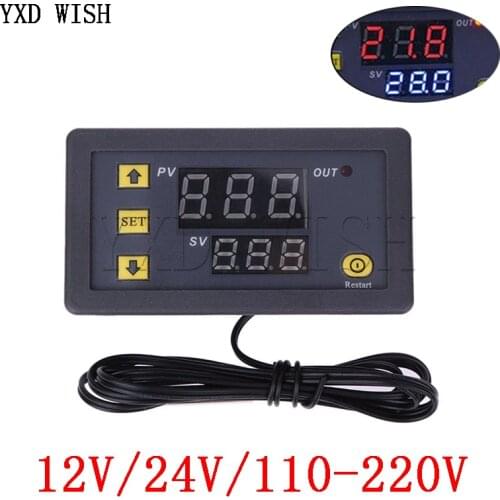 W3230 Mini Digital Temperature Controller 12V 24V 220V Thermostat Regulator Heating Cooling Control Thermoregulator With Sensor