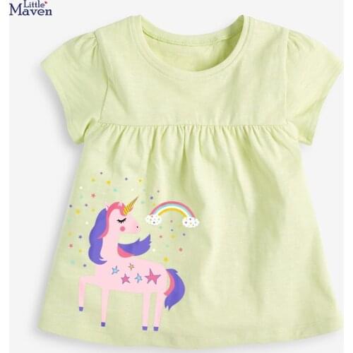 Children 2021 Summer New Baby Girls Clothes Unicorn Tee Tops Brand Short Sleeve Causal Cotton T Shirt 52026