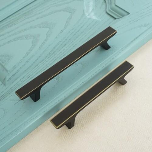 3.75" 5" Black Bronze Zinc Alloy Door Handles Modern Kitchen Cabinet Handle Cupboard Handle Dresser Drawer Pulls Handle 96 128mm