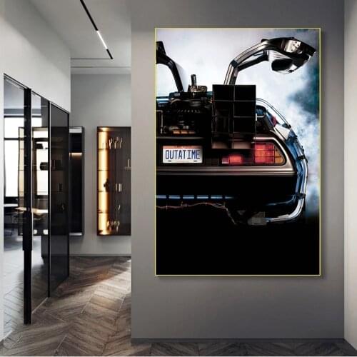 Movies Back to the Future Delorean Time Machine Car Canvas Posters and Prints Art Paintings on the Wall Pictures Home Decor