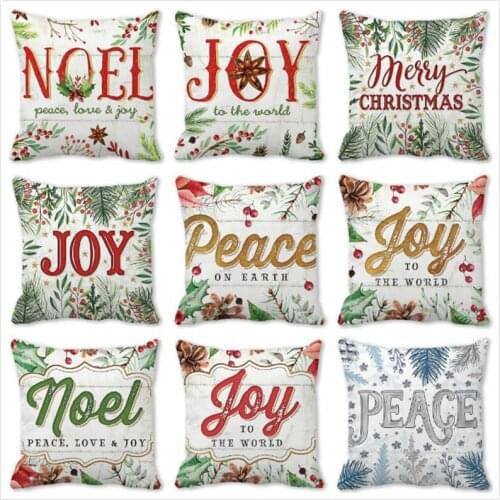 Geometric letters party decor throw pillowcase Christmas Peachskin Polyester Cushion Cover Sofa Car Seat Pillow Case Home Decor