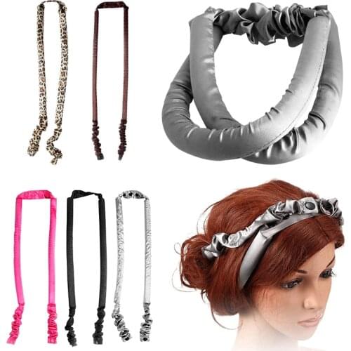 Heatless Curling Rod Headband Sleeping Hair Rollers Buttons Girls Ribbon Hair Rods Curler Foam Hairband Twist Styling Tool Women