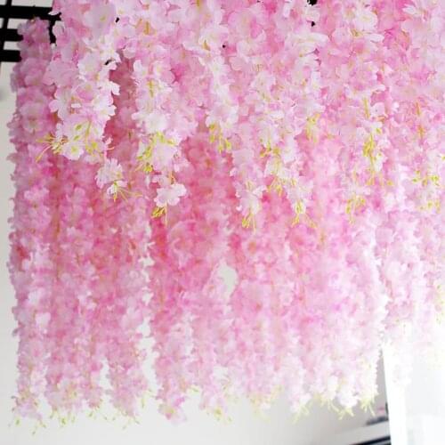 30cm Artificial Cherry Blossom Flowers Vine Wedding Garland Orchids Ivy Decoration Fake Flowers for Party Home Decor String