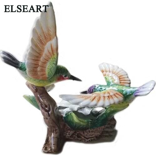 Ceramic hummingbird furnishings bird lover figurine porcelain for home household decorations wedding gift