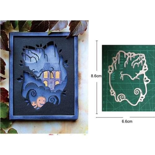 Metal cutting dies cut die mold Halloween Forest Tree Cave Border Scrapbook paper craft knife mould blade punch stencils dies