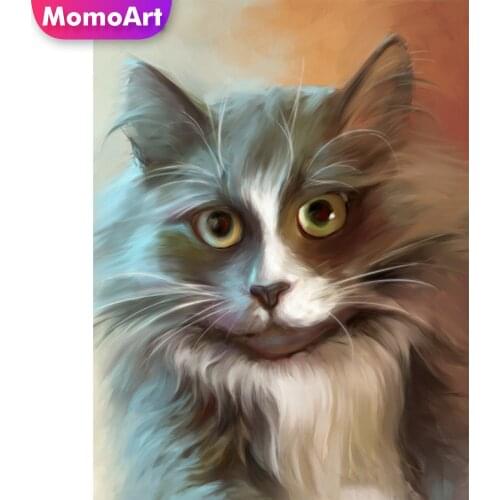 MomoArt Diamond Embroidery Animal New Arrival Diamond Painting Cat Full Drill Square Mosaic Cross Stitch Kits Wall Decor