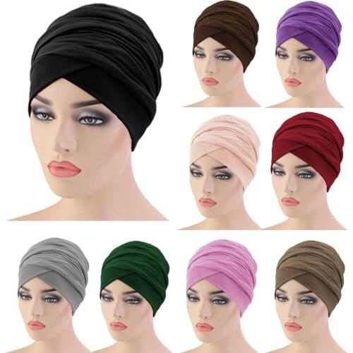 Muslim Women India Hat Headscarf Ramadan Arab Head Wrap Plain Bandanas Hijab Hair Loss Hat Chemo Cancer Cap Benaies Skullies New