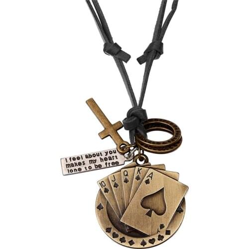 2020 New Jewelry Poker Men Necklace Punk Fashion Design Adjustable Pendant Necklace Retro Jewelry Woman Necklace Collier Collar
