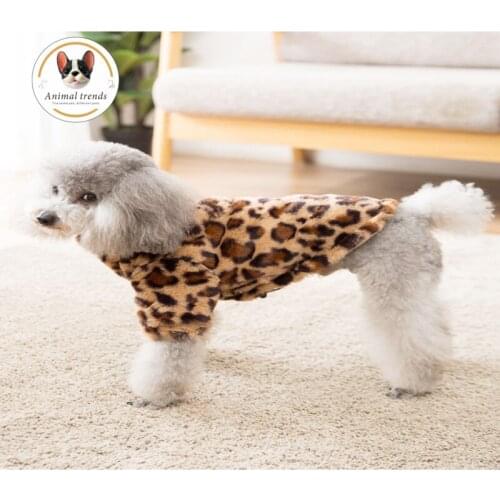Soft Fashion Design Dog Clothes Winter Coat Jacket Leopard Pattern Luxury Fluffy Soft Faux Fur Warmth Puppy Pet Jacket Zip Style