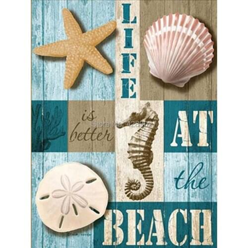 5D DIY Diamond Painting Kit Full Round Square Drill Mosaic Starfish Card,Seahorse Diamond Embroidery Cross Stitch Kit Home Decor