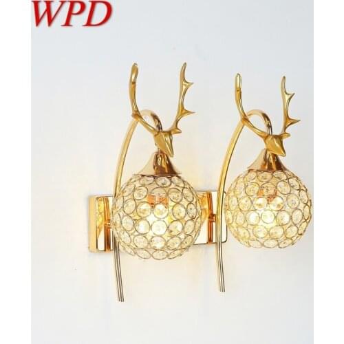 WPD Wall Lamps Contemporary Creative LED Gold Sconces Crystal Lights Indoor For Home Bedroom