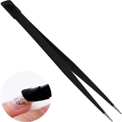 Stainless Steel Dual Head Nail Art Nippers Tweezers Clip Rhinestone Gem Picker