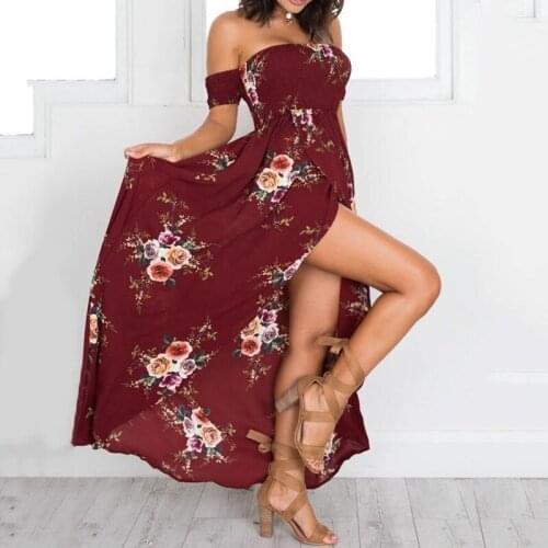 New Womens Off Shoulder Wrapped Chest Short Sleeve Slim up Long Fashion Summer Holiday Party Dress Vestidos De Verano