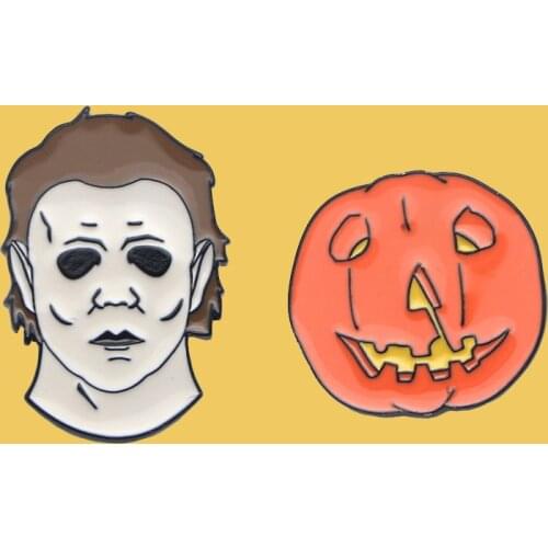 O330 Halloween Michael Myers Fashion Metal Enamel Pin Brooches Creative Metal Brooch Pins Denim Hat Badge Collar Jewelry