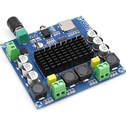 Whosale H-A105 Bluetooth 5.0 TDA7498 digital amplifier board 2x100W Stereo Audio AMP Module Support TF Card AUX