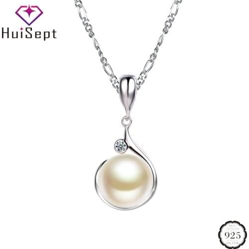 HuiSept Silver 925 Necklace with Pearl Zircon Gemstone Pendant Fashion Jewelry Ornaments for Female Wedding Party Gift Wholesale