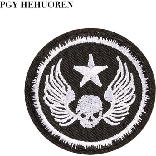 PGY Skull Embroidery Wings Iron Patch Sewing Embroidery Applique Jacket Clothes Sticker Badge DIY Clothing Accessories