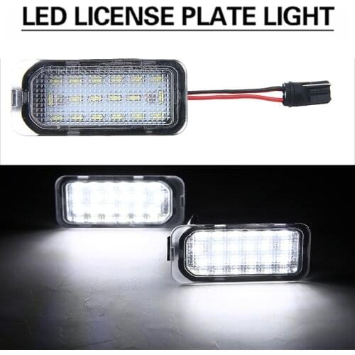 For Ford For Jaguar 2pcs 12V 0.3A 1.8W 3528 SMD LED Car Licence Number Plate Light 6000K White Lamp For Focus MK FIESTA S-MAX