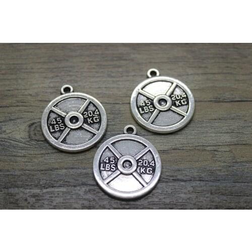 6pcs/ 28*24mm Antique Silver Plated 2sides 45LBS 20.4kg charm pendant for jewelry making