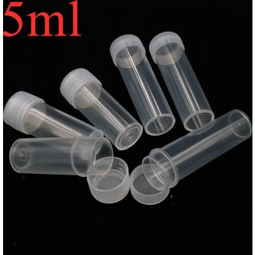 20Pcs 5ml Plastic Tubes with Caps Transparent Sample Container Powder Craft Screw Cap Bottles Storage Vials for Test Laboratory
