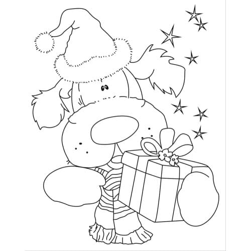 10x8 Puppy holding gift box Transparent Clear Silicone Stamp Seal for DIY scrapbooking photo album Decorative clear stamp