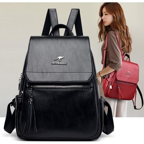 Mochila femenina Fashion Leather Backpack Women PU Leather Ladies Female Casual Shoulder Bag Teenager School Bag 2020 sac a dos