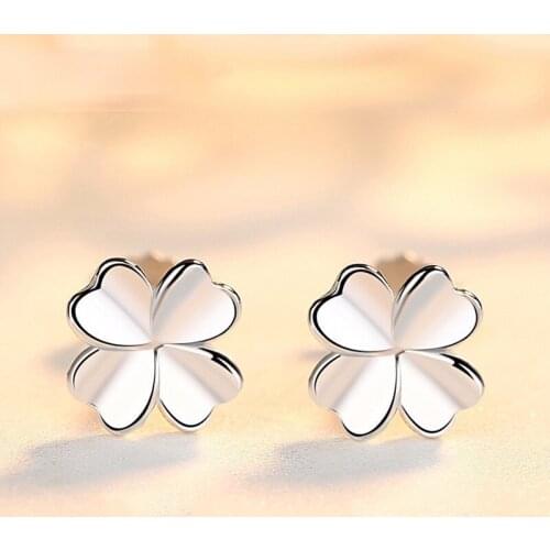 S925 Sterling Silver Luck Four Leaf Clover Stud Earrings Women Korean Fashion Brand Hot Jewelry Gifts for Girlfriend 2021 Trendy