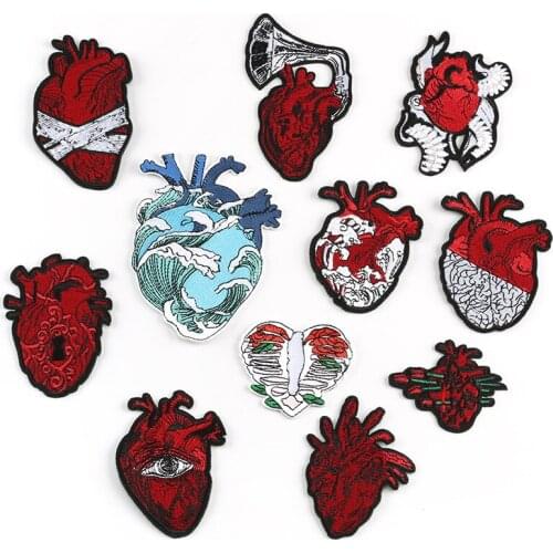 Heart Patches For Clothes Embroidery Applique Sequin Jeans DIY Iron Backpack Stickers on Clothes Iron on Tactical Patches