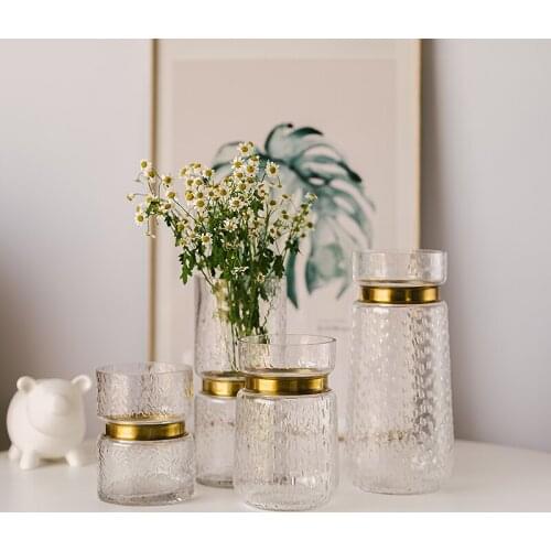 Glass Tabletop Vase For Living Room Decoration Modern Minimalist Bedroom Decoration Nordic Dining Table Transparent Flowers Vase