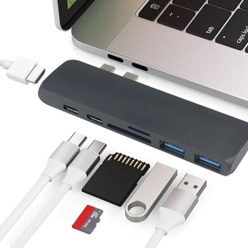USB C HUB Thunderbolt 3 Dock Type C HUB With HDMI 4k Adapter Dongle combo with USB 3.0 ports Micro SD Card for MacBook Pro USB-C