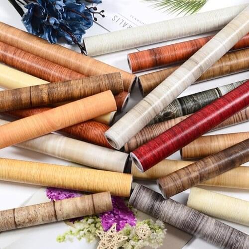 Vinyl Wood Pattern Decorative Films Home Decorative Waterproof Self Adhesive Wallpaper in Rolls Restoration Furnitures and Door