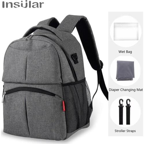 Insular High capacity diaper bag baby stroller bag bottle insulation bag Resin Mesh breathable Travel backpack mummy Nursing Bag