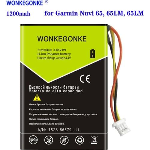 WONKEGONKE 1200mah Battery for Garmin Nuvi 65, 65LM, 65LM 6" battery