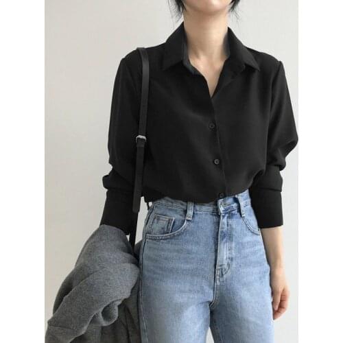2020 Women Summer Autumn Fashion Women Shirts Blouse Girl Shirts Blouse Tops Solid Color Long Sleeve