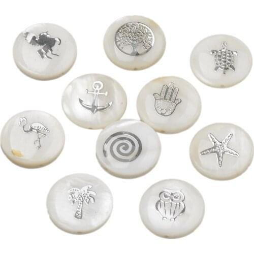 10/20pcs Natural Freshwater Shell Beads Mixed Shape Flat Round Loose Beads for DIY Bracelet Necklace Jewelry Making Supplies