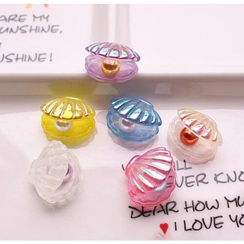 10Pcs Kawaii Cute Color Pearl Shells DIY Flat Back Resin Jewelry Craft Cabochons Scrapbooking Craft Handmade Home Manual Patch