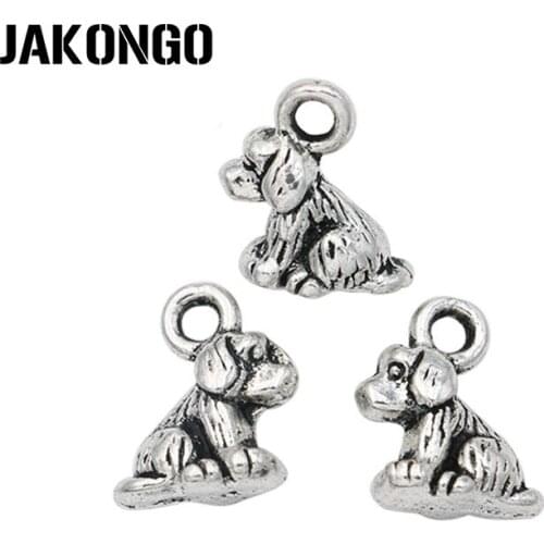10pcs Antique Silver Plated Zinc Alloy Tiny Dog Charms Pendants for Jewelry Making DIY Handmade Craft 10x8mm
