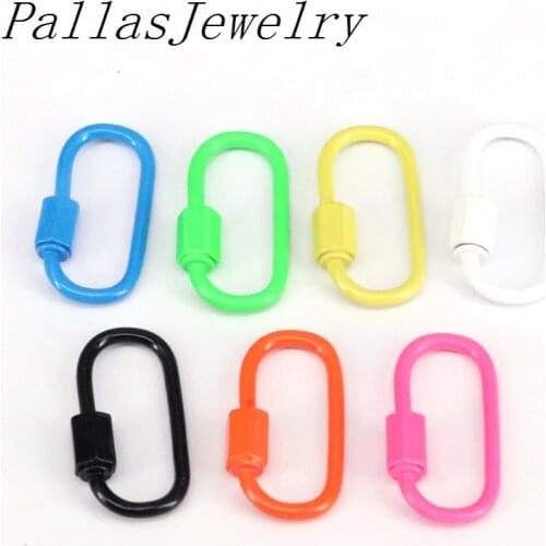 10PCS, Fashion Colorful Enamel Carabiner Screw Clasp, Oval Clasps, Interlocking Oval Clasp, Necklace/Bracelet Jewelry Component