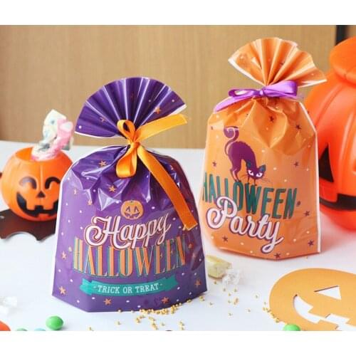 10pcs Halloween Candy Bags Cute Gift Bag Trick or Treat Kids Gift Pumpkin Bat Candy Boxes Halloween Party Decoration Supplies