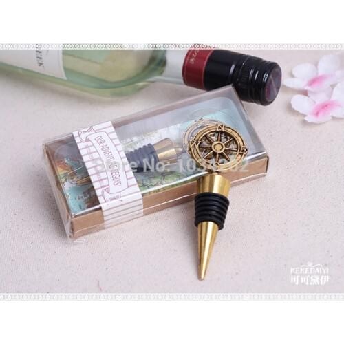 200pcs/Lot+Wine Wedding Favors"Our Adventure Begins"Chrome Compass Bottle Stoppers Unique Party Souvenir and Gift+FREE SHIPPING