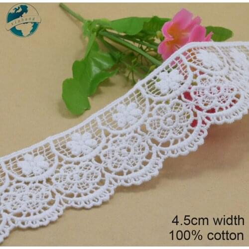 3yards 4.5cm white 100% cotton embroidery lace french lace ribbon fabric guipure diy trims warp knitting sewing Accessories#4058