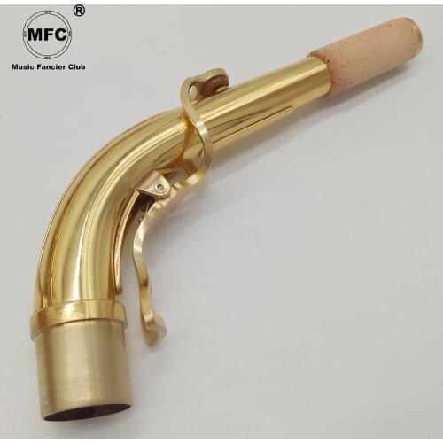 Free Shipping Music Fancier Club Professional Instrument Alto Saxophone Neck Brass Gold Lacquer Sax Custom Neck Accessories