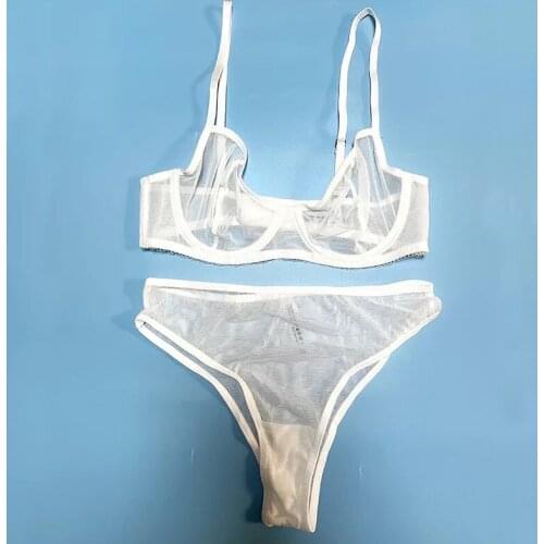 Sexually ladies bra briefs set women gathered bralette large size sagging and show chest ultra thin small underwear panties