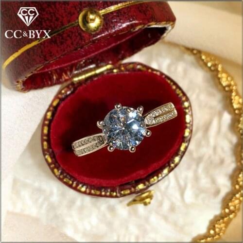 CC 925 Silver Rings For Women Cubic Zirconia Ring Bridal Wedding Engagement Jewelry White Gold Color Accessories CC1577