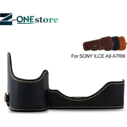 PU Leather Camera Case Half Bag Cover For Sony ILCE-9 A9 A7RM3 A7RIII A7R MarkIII A7R3 A73 A7M3 A7III With Battery Opening