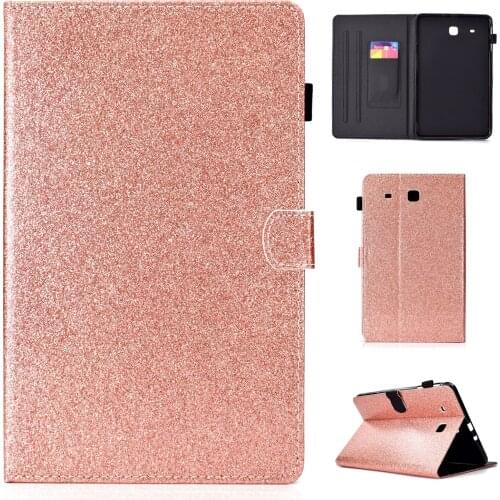 Case for Samsung Galaxy Tab E 9.6 T560 T561 SM-T560 Bling Glitter PU Flip Leather TPU Cover Case Fundas Capa SM-T561 9.6 inch