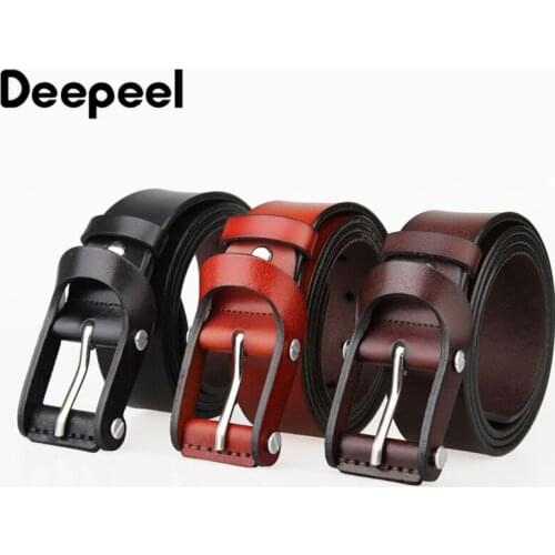 Deepeel 3.8*105-145cm Mens First Layer Cowhide Belt Handmade Genuine Leather Anti-allergy Pin Buckles Belts Apparel Accessories