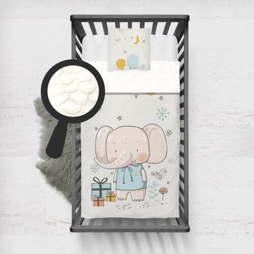 Kids Minky Blanket Super Soft and Warm Blankets Children for Couch and Bed Beige Baby Elephant Gift Box Model 1403