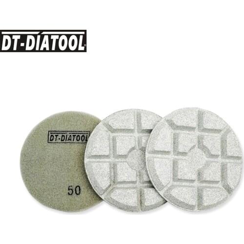 DT-DIATOOL 3pieces Dia 4inch/100mm Diamond Resin Bond Concrete Polishing Pads Sanding Discs Repairing For concrete Floor Grit#50