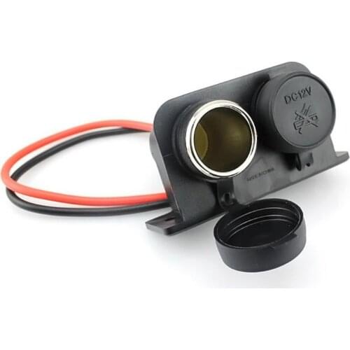 2 Way Cigarette Lighter Socket Waterproof Dual Power Port Ciga Lighter Socket Adapter w/ Cover for Car Moto Auto Accessories